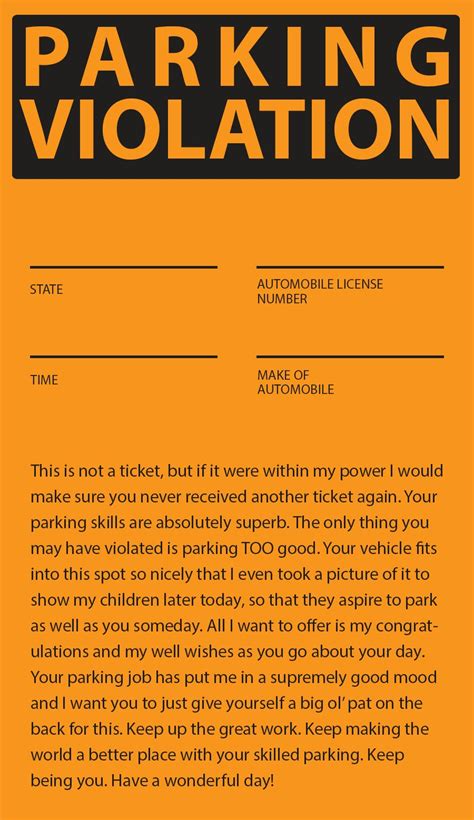 Funny Parking Tickets Printable